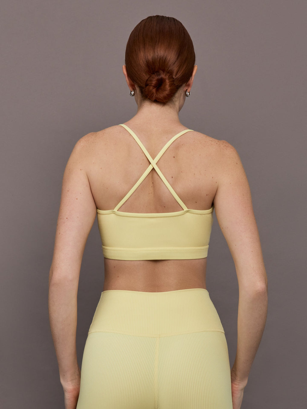 V-Neck Cross Back Bralette in Ribbed Melt - Banana