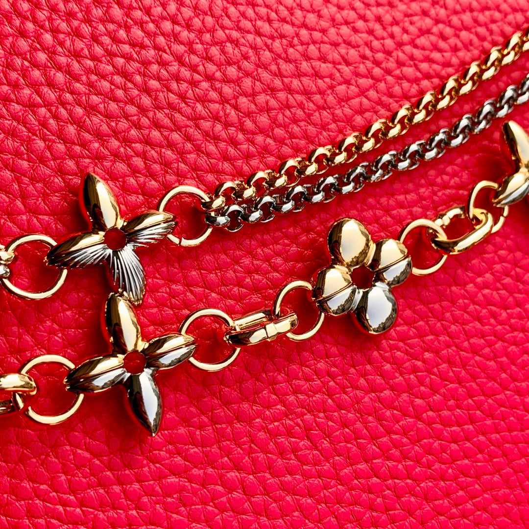 LV 2025 Capucines Bag Red Gold Taurillon Leather 347380