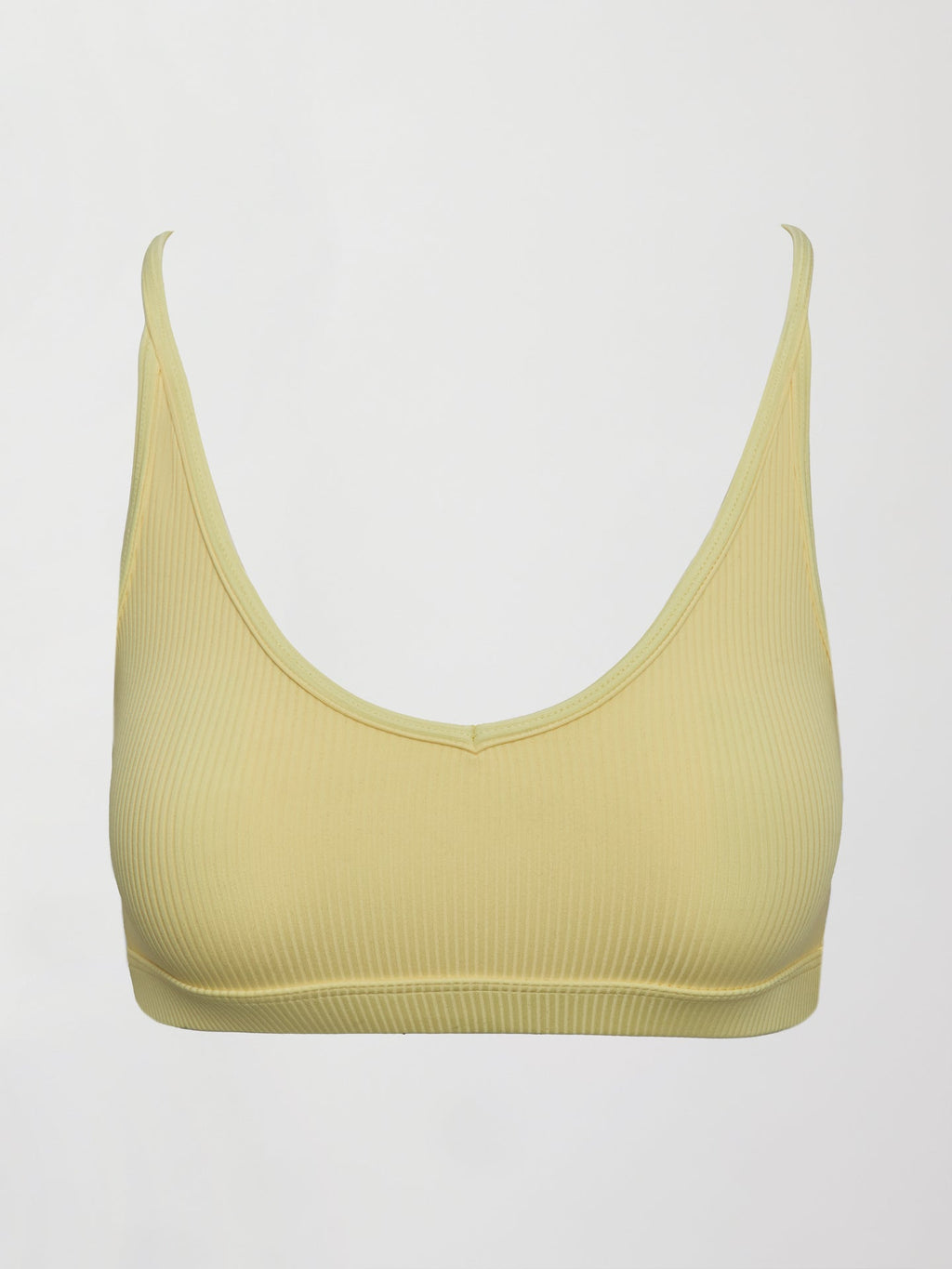 V-Neck Cross Back Bralette in Ribbed Melt - Banana