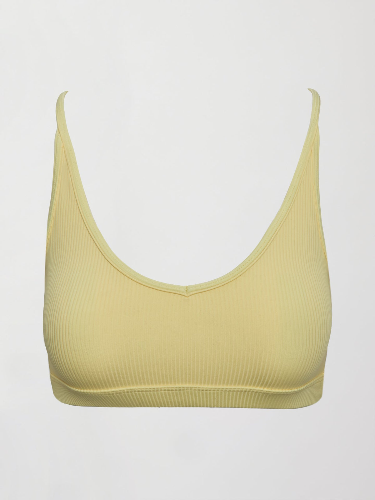 V-Neck Cross Back Bralette in Ribbed Melt - Banana