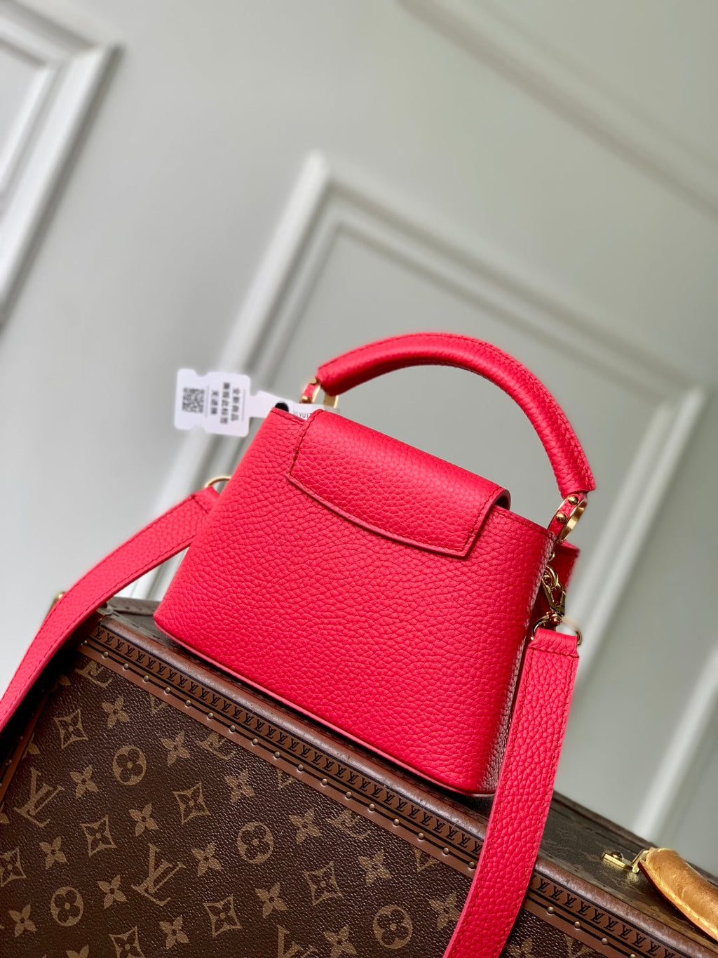 LV 2025 Capucines Bag Red Gold Taurillon Leather 347380
