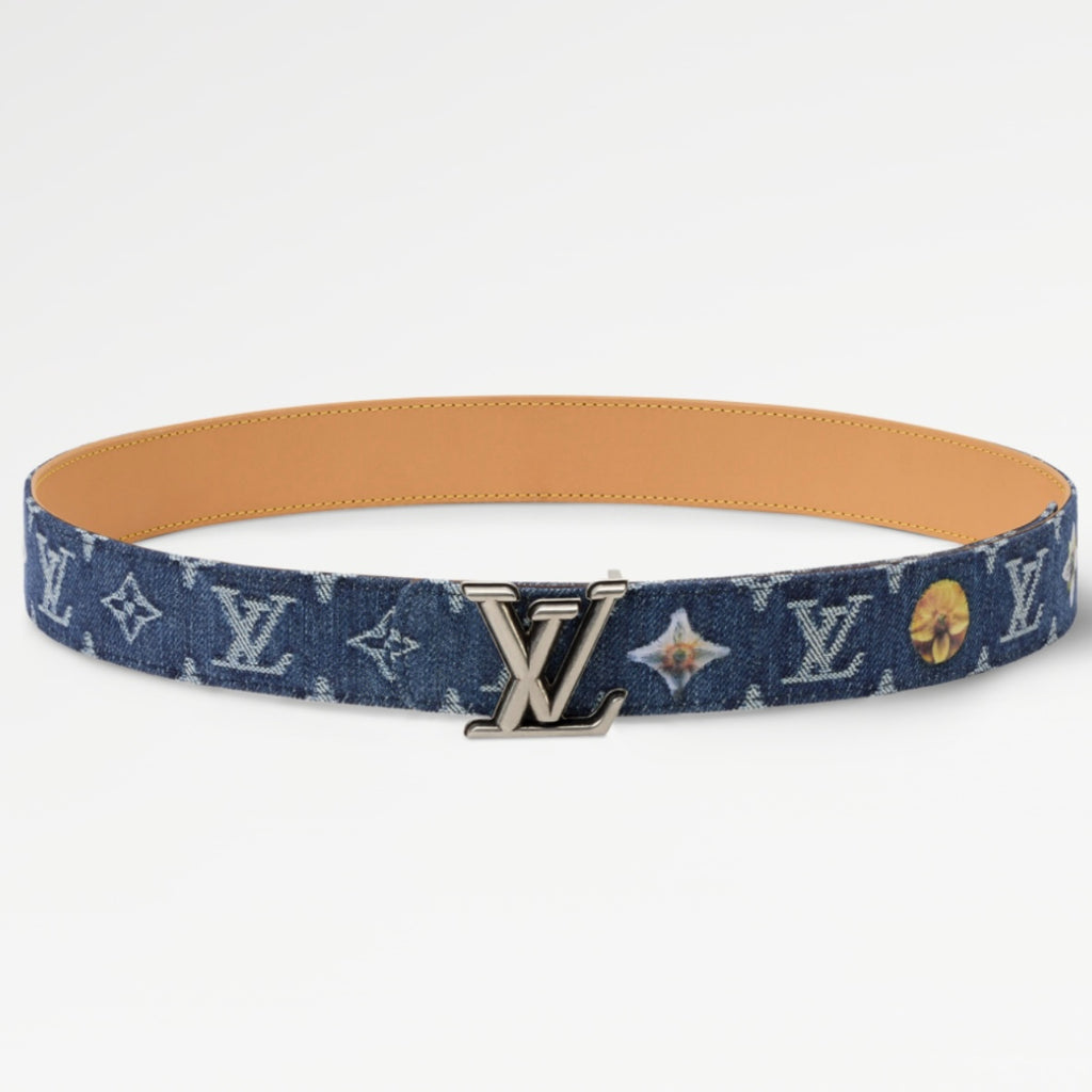 Louis Vuitton LV Initiales Monogram Denim Flower 40mm Reversible Belt