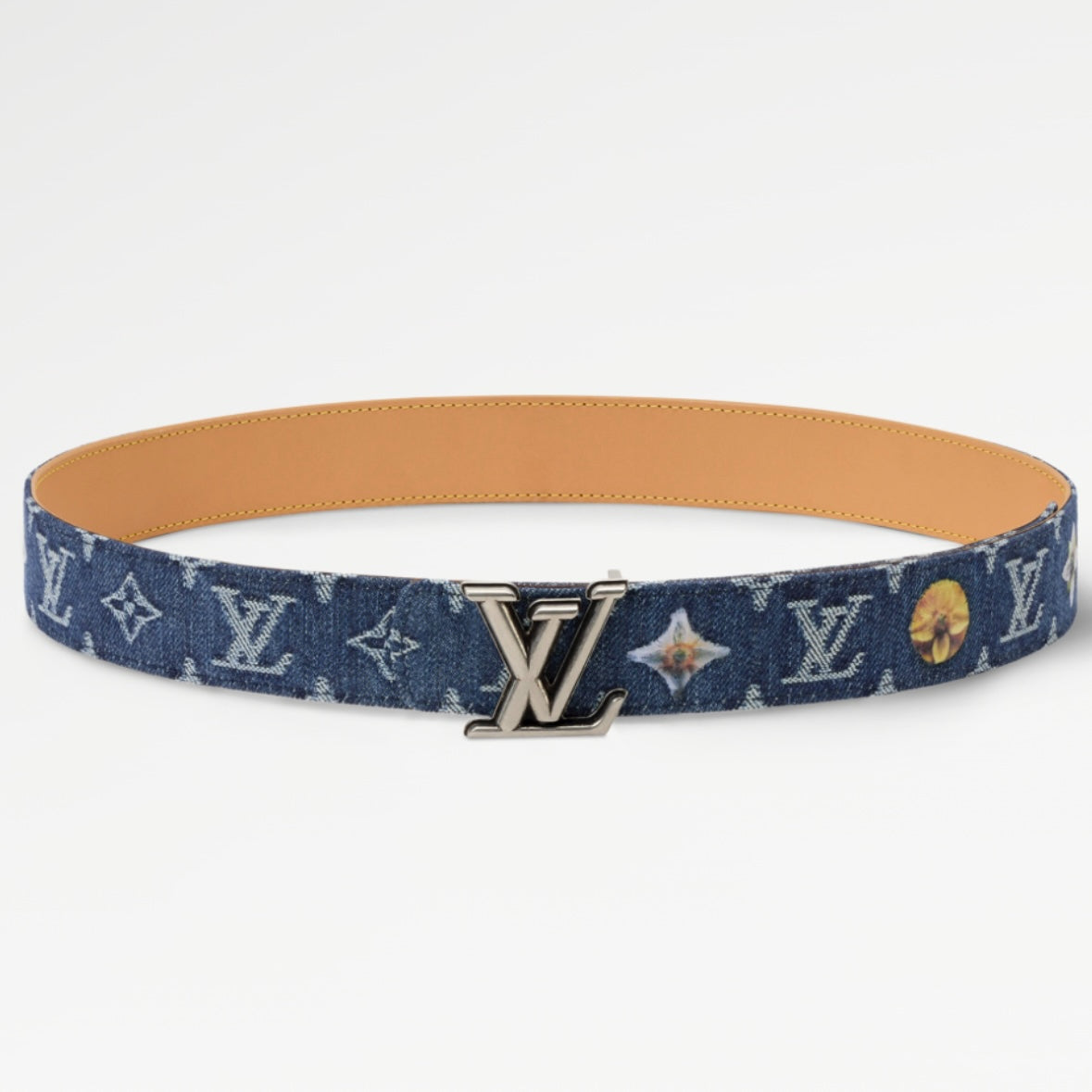 Louis Vuitton LV Initiales Monogram Denim Flower 40mm Reversible Belt