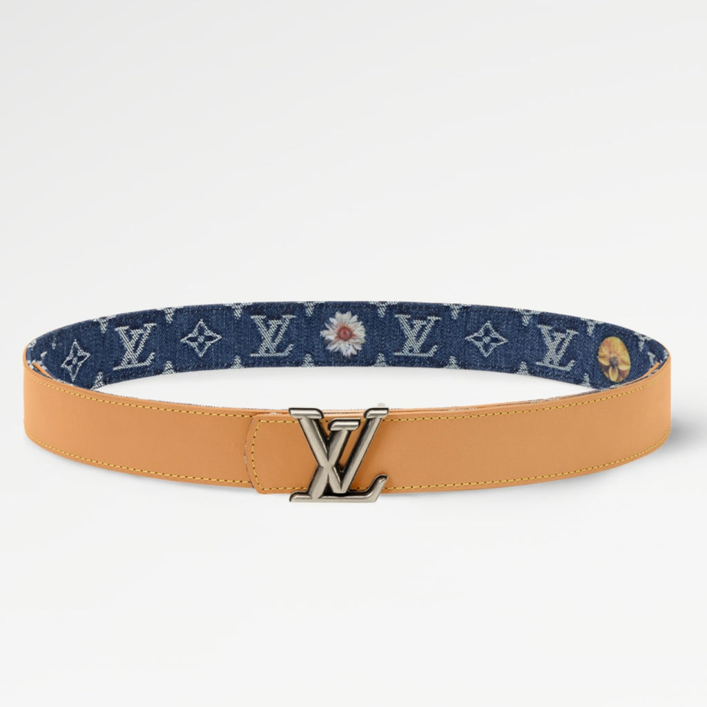 Louis Vuitton LV Initiales Monogram Denim Flower 40mm Reversible Belt