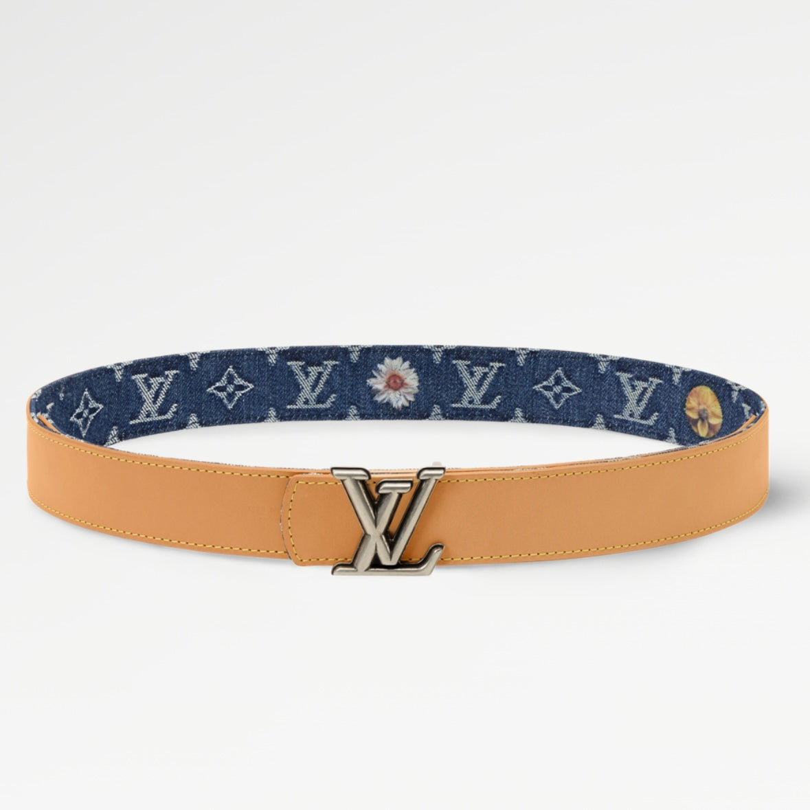 Louis Vuitton LV Initiales Monogram Denim Flower 40mm Reversible Belt