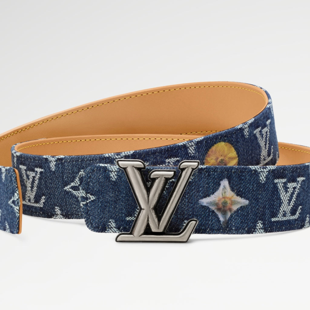 Louis Vuitton LV Initiales Monogram Denim Flower 40mm Reversible Belt