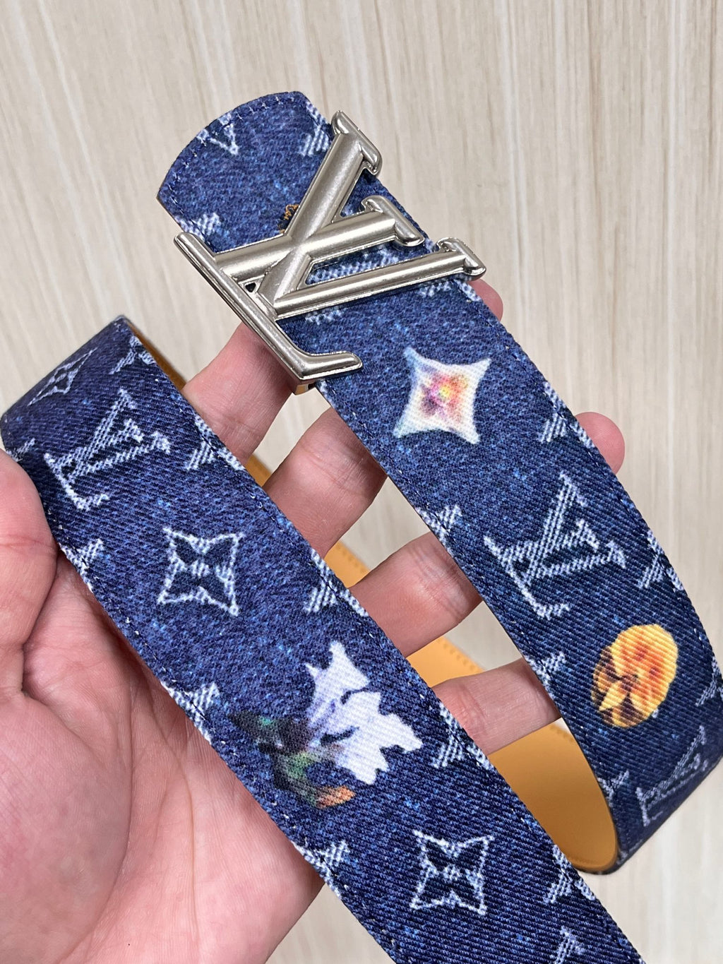 Louis Vuitton LV Initiales Monogram Denim Flower 40mm Reversible Belt