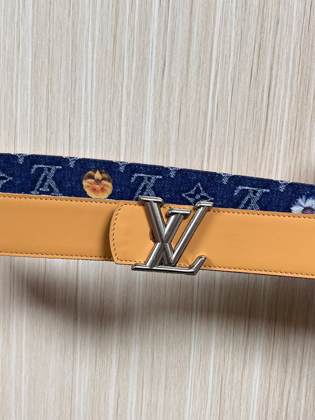 Louis Vuitton LV Initiales Monogram Denim Flower 40mm Reversible Belt