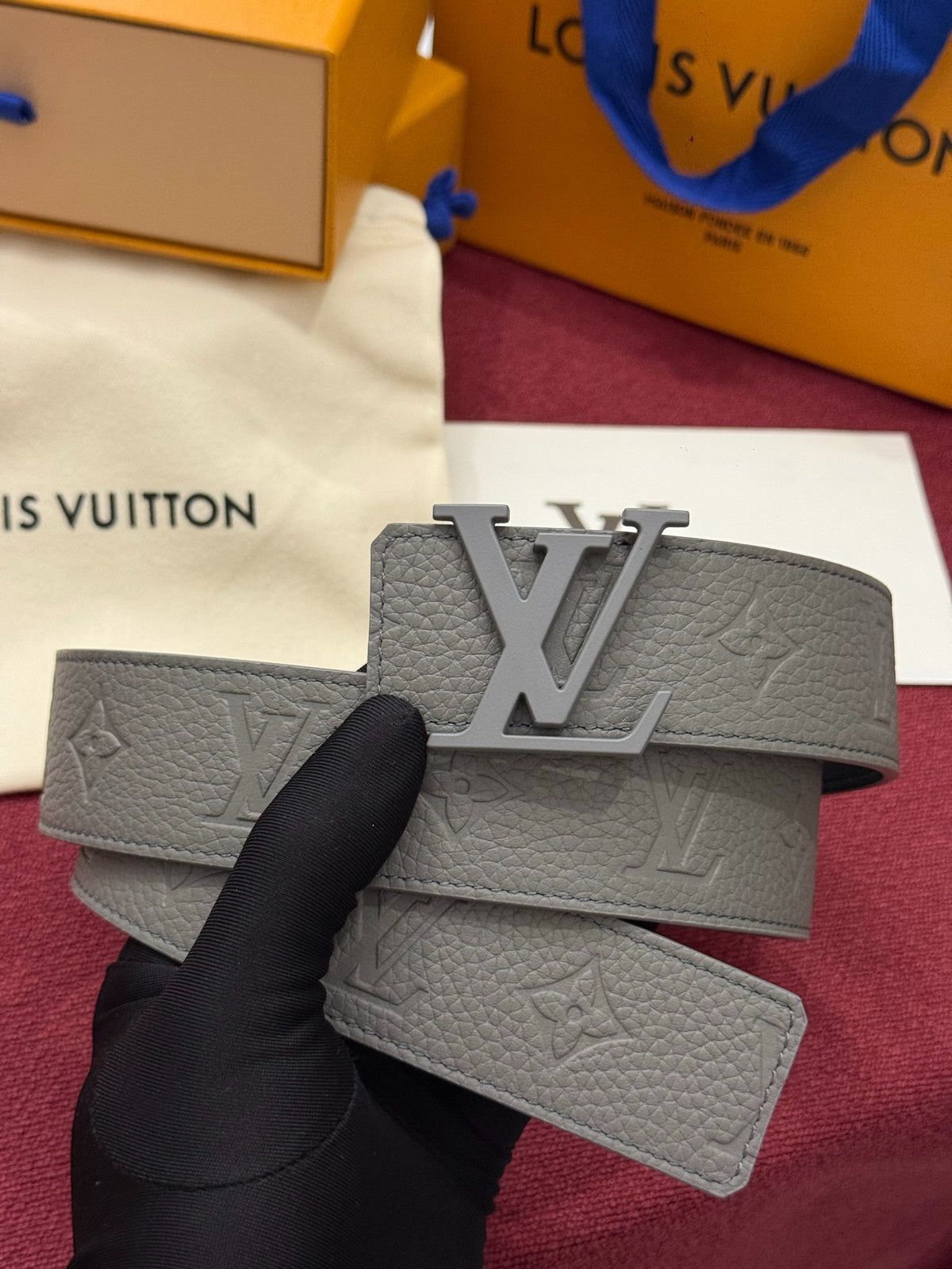 Louis Vuitton LV Initiales 40MM Reversible Belt Monogram Taurillon Grey
