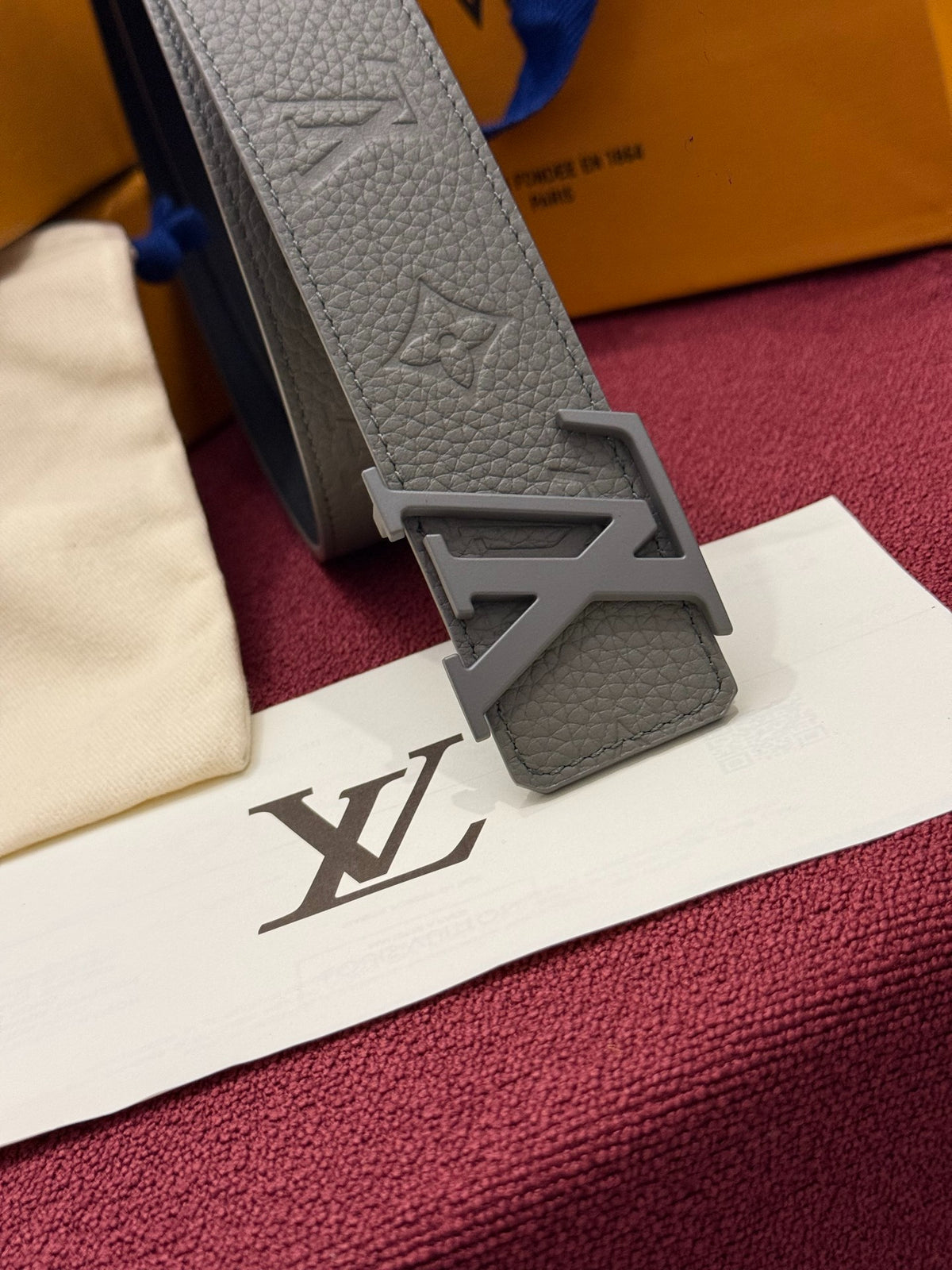 Louis Vuitton LV Initiales 40MM Reversible Belt Monogram Taurillon Grey