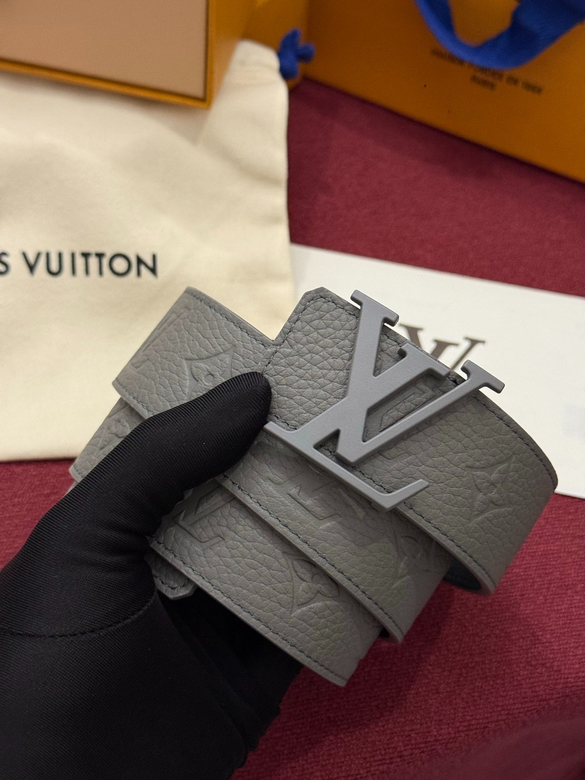 Louis Vuitton LV Initiales 40MM Reversible Belt Monogram Taurillon Grey