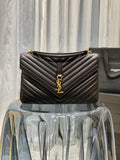 Y College Large Chain Bag Black With Gold Hardware
