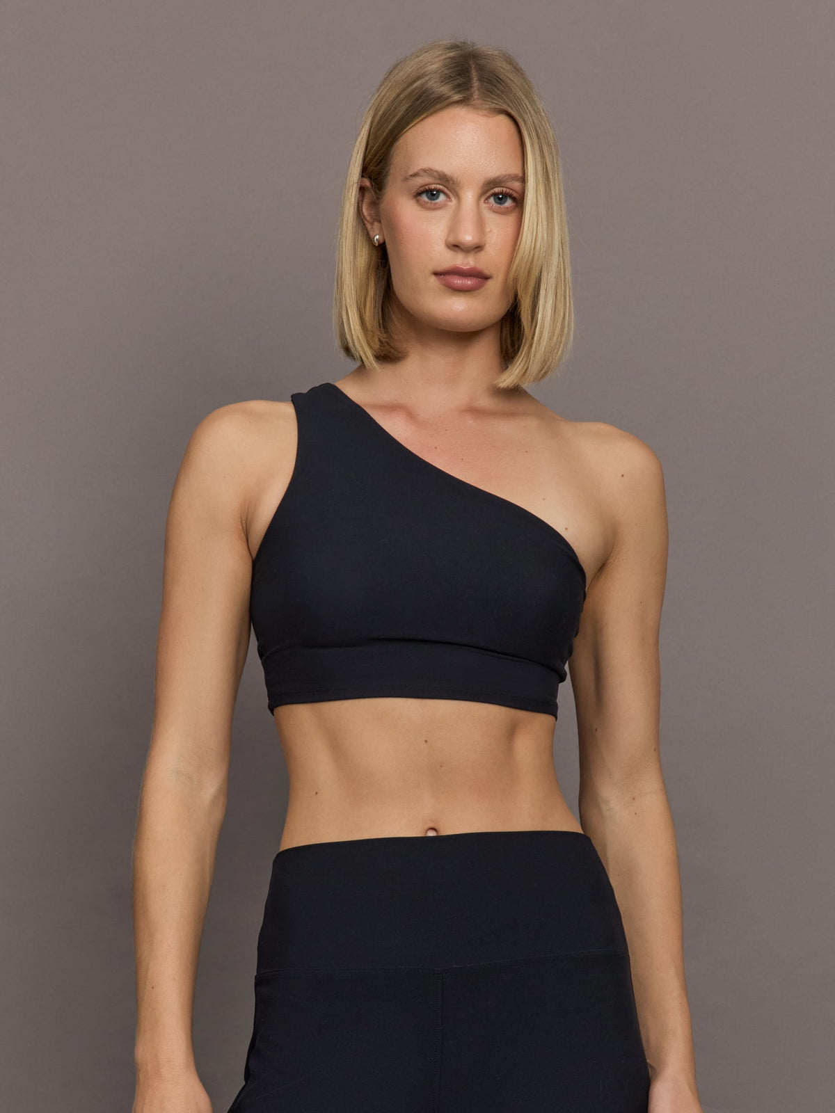 One Shoulder Bra in Melt - Black