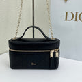 CD Cannage Vanity Chain Bag 19cm Black Cowhide 158120