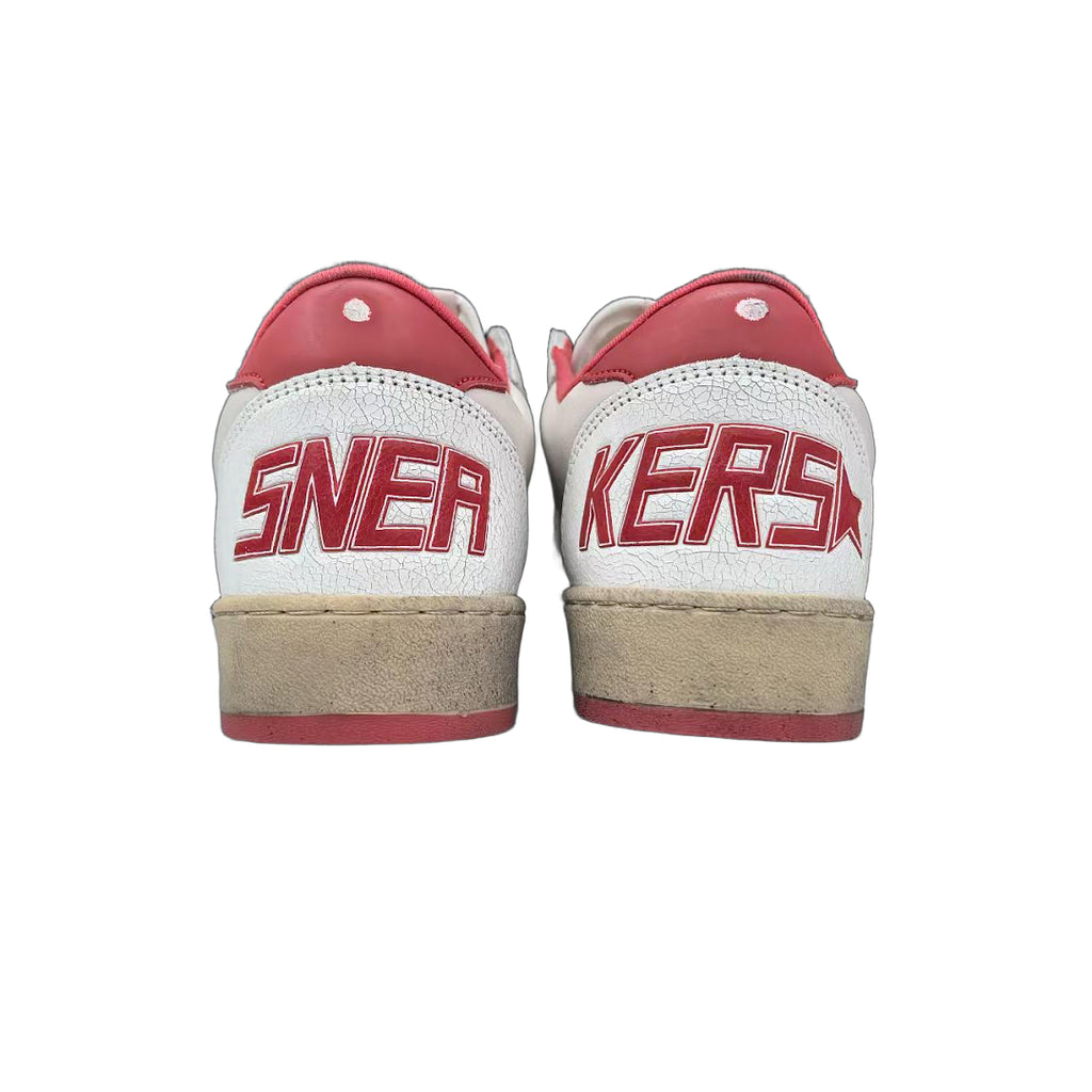 Golden Goose Ball Star White Leather Red