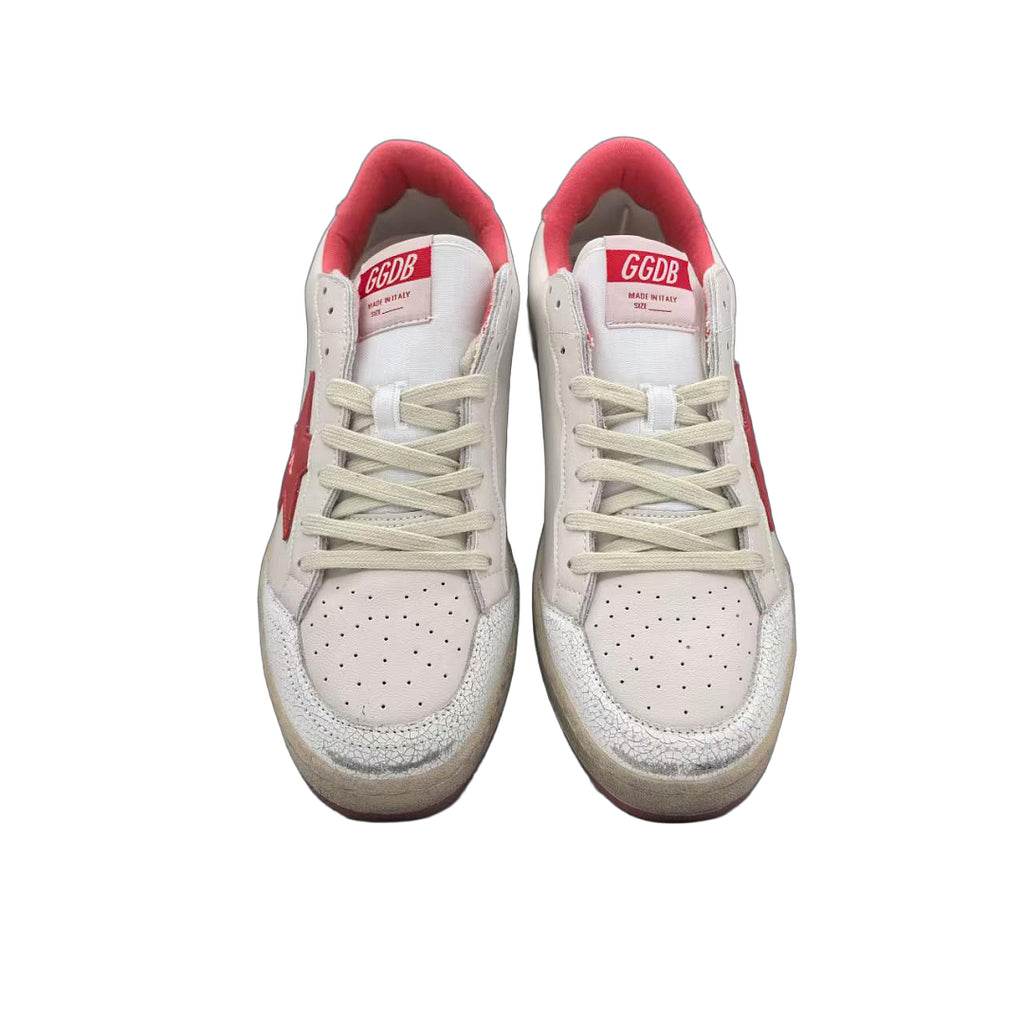 Golden Goose Ball Star White Leather Red