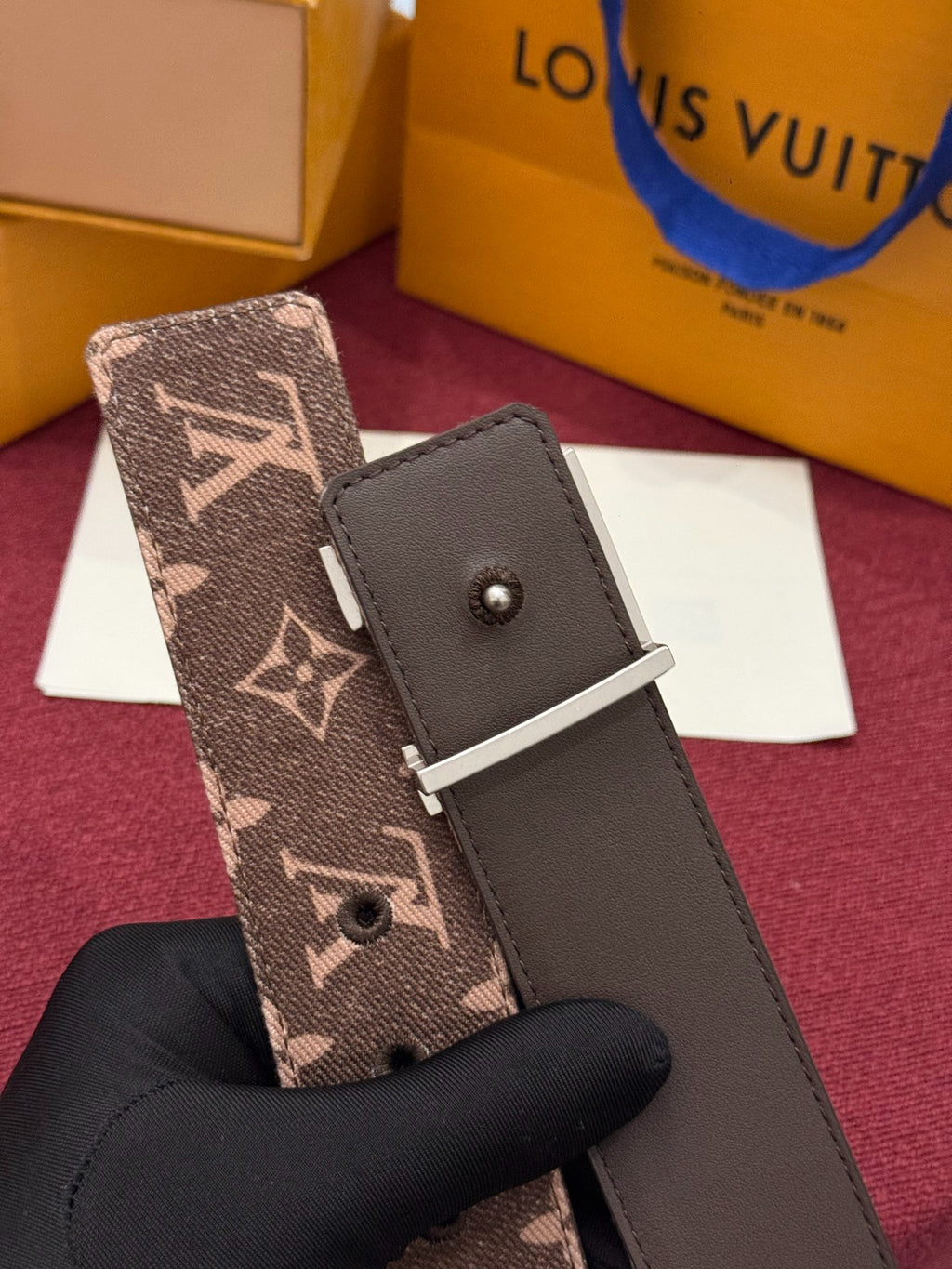 Louis Vuitton LV Initiales Monogram Denim 40MM Belt Brown