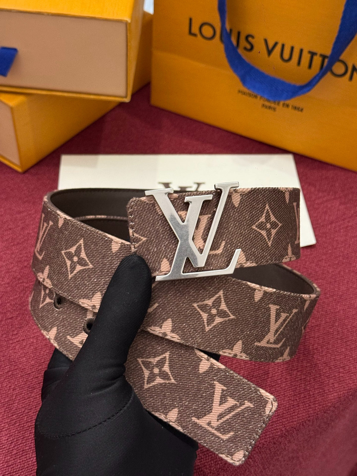 Louis Vuitton LV Initiales Monogram Denim 40MM Belt Brown
