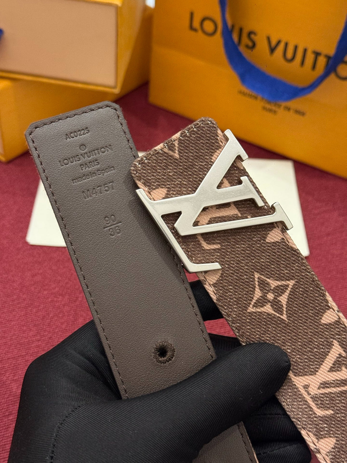 Louis Vuitton LV Initiales Monogram Denim 40MM Belt Brown