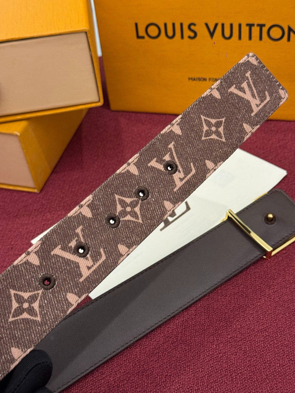 Louis Vuitton LV Initiales Monogram Denim 40MM Belt Brown