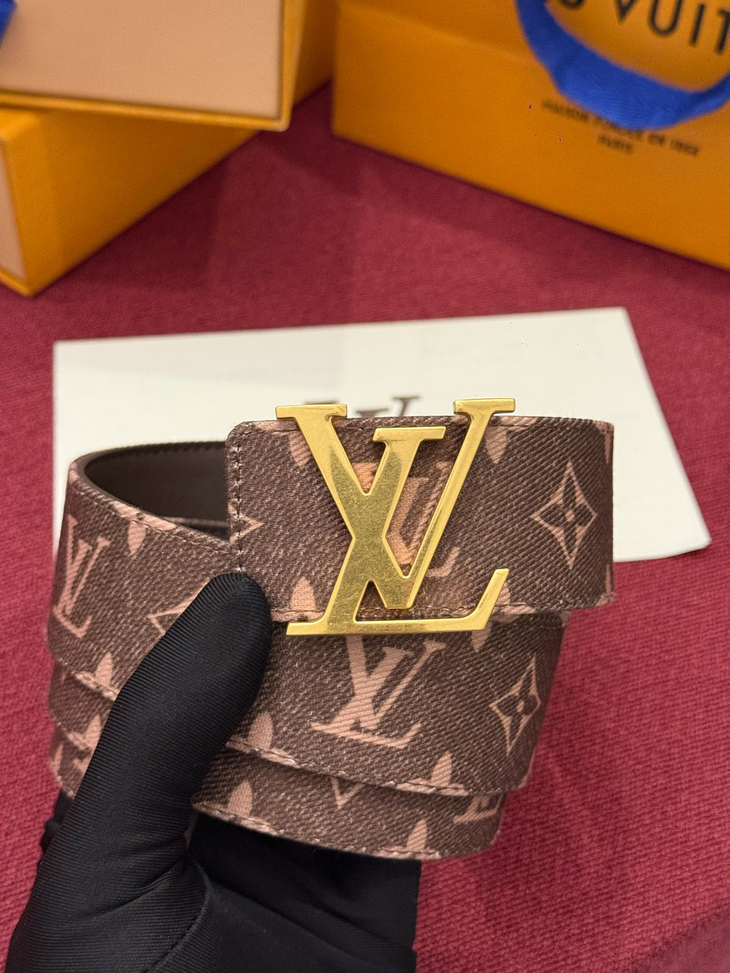 Louis Vuitton LV Initiales Monogram Denim 40MM Belt Brown