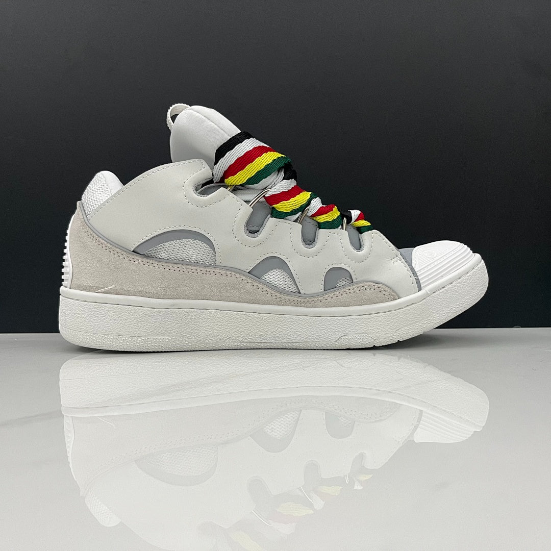 Lanvin Curb Sneakers 'Optic White' - Multicolor Chevron Laces