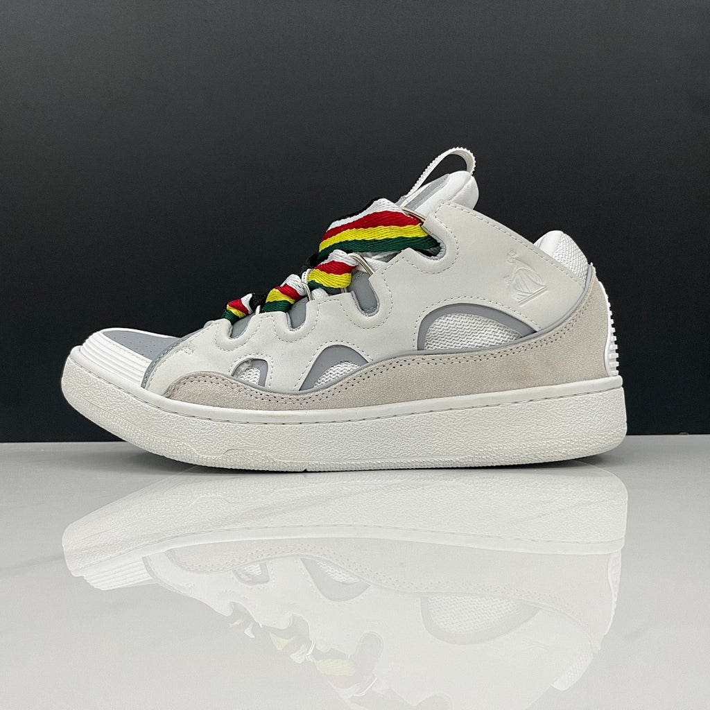 Lanvin Curb Sneakers 'Optic White' - Multicolor Chevron Laces