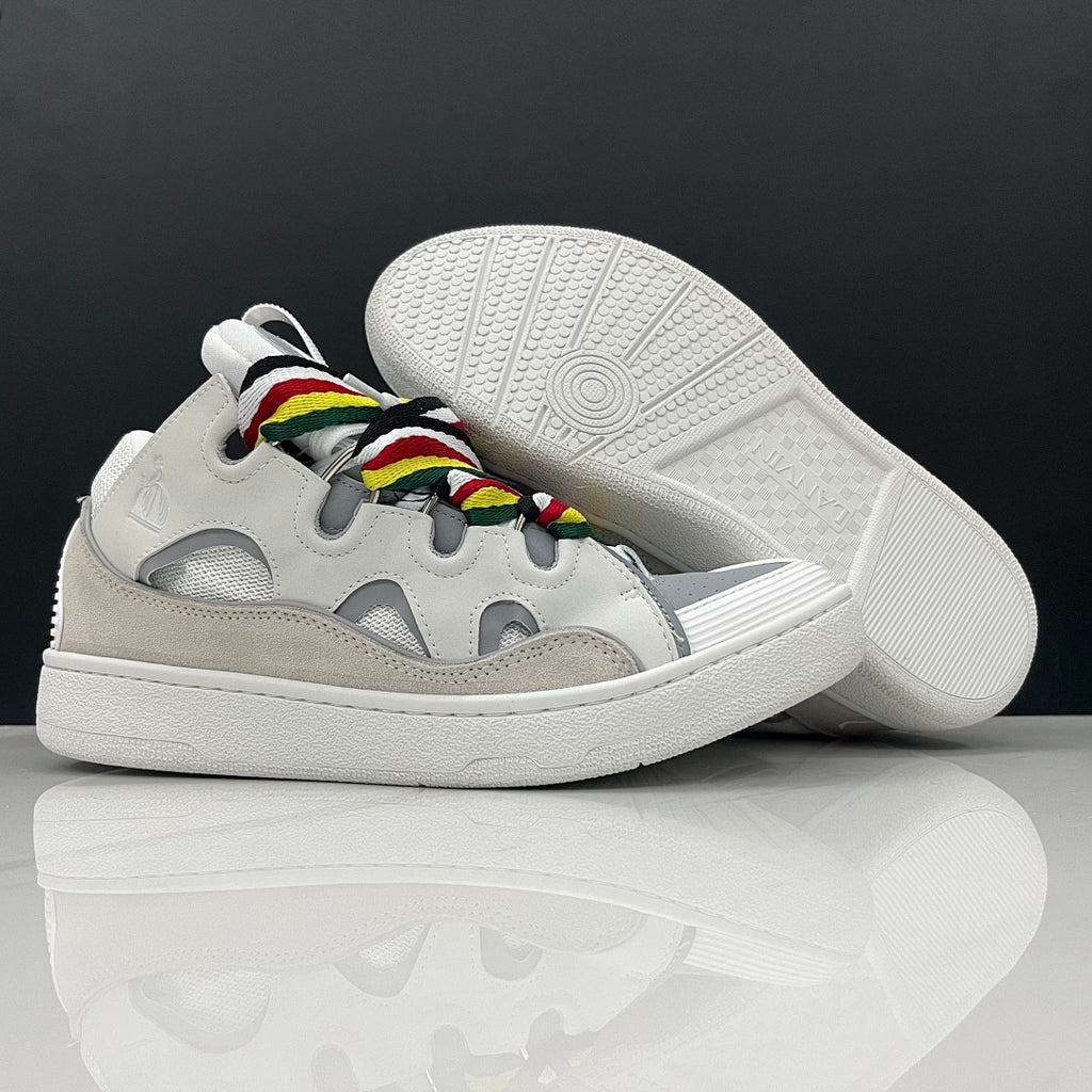 Lanvin Curb Sneakers 'Optic White' - Multicolor Chevron Laces