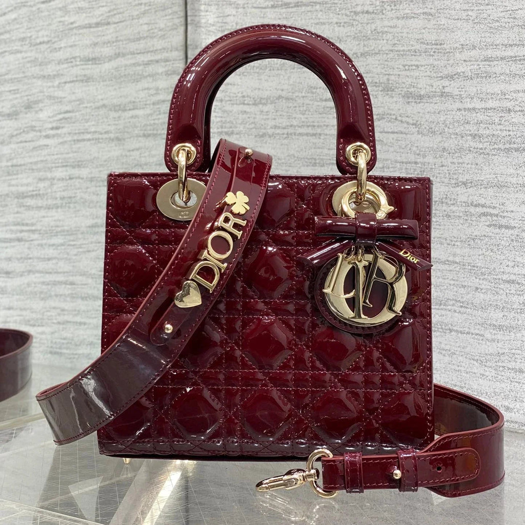 CD 2026 Bow Lady Dior 20cm Red Patent Leather 289215