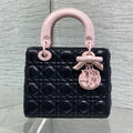 CD 2026 Bow Lady Dior 20cm Black Pink Cannage Lambskin 289164