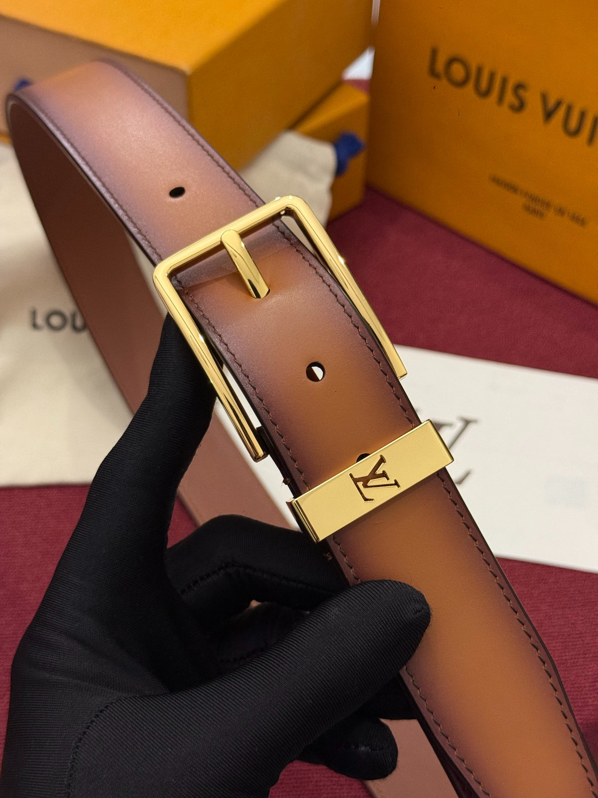 Louis Vuitton Pont Neuf Patinated 35MM Belt Brown Leather