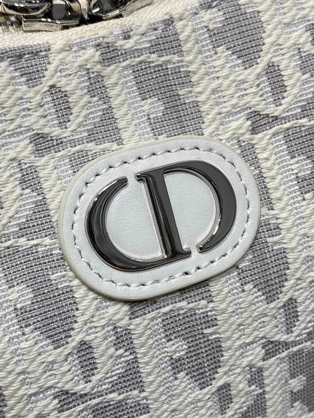 CD Diorling 19cm Bag White Grey Cotton Calfskin 289144