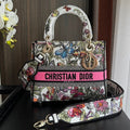 medium lady 24 black pink flower embroidery