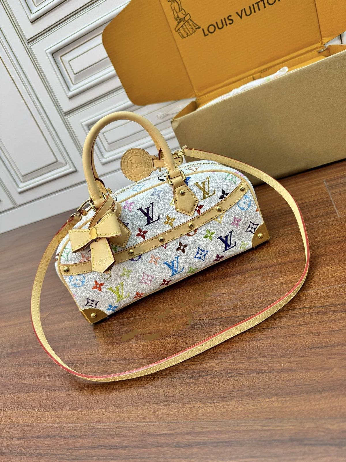 LV Nano Speedy 27cm White Multicolore Monogram Canvas 330435