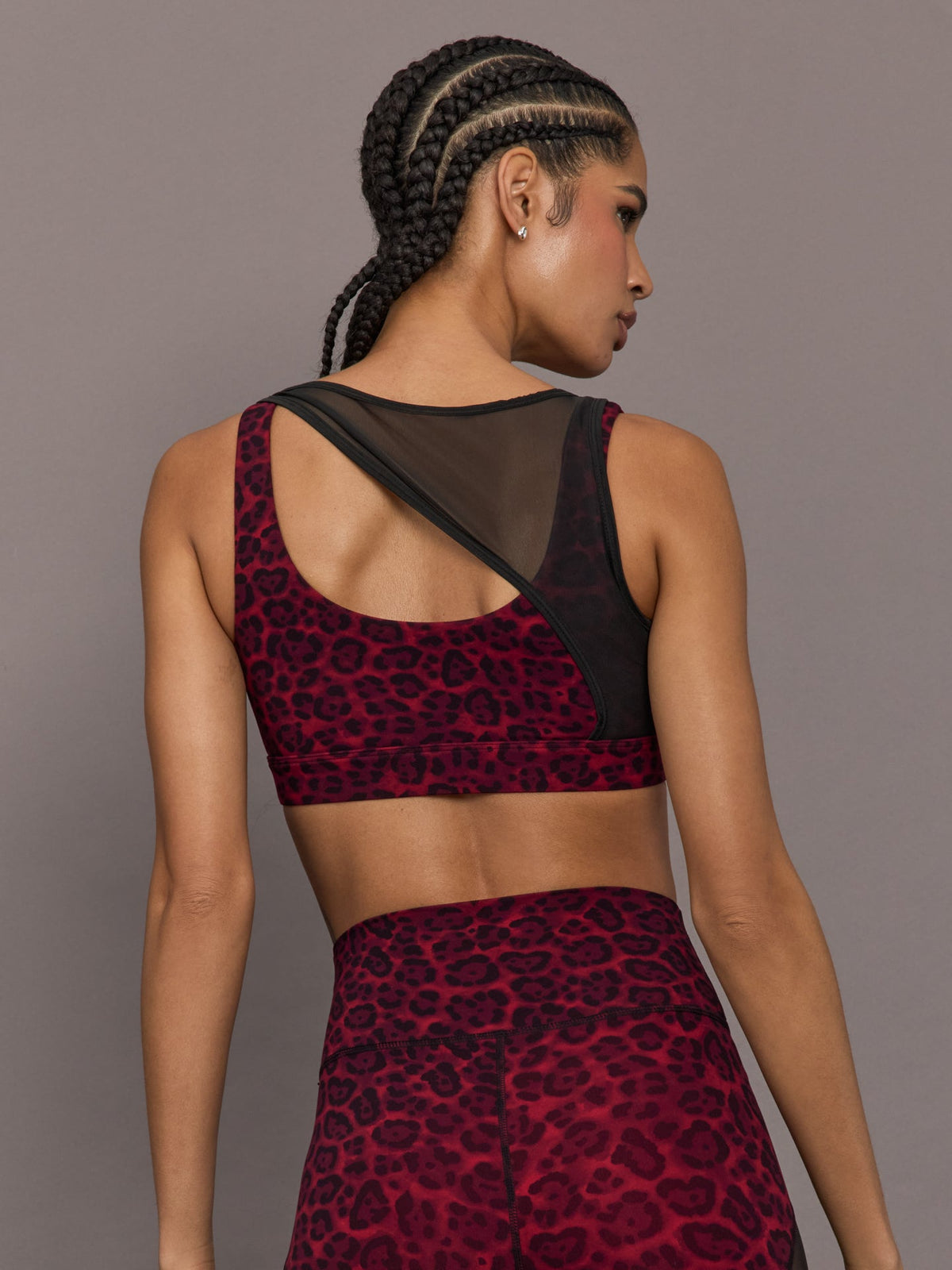 Mesh Overlay Bra - Red Leopard