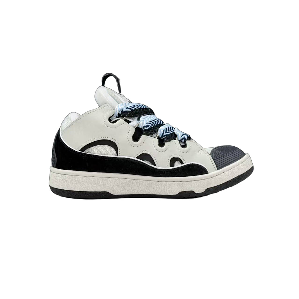 Lanvin Curb Sneakers 'White/Black' - Light Blue Chevron Laces