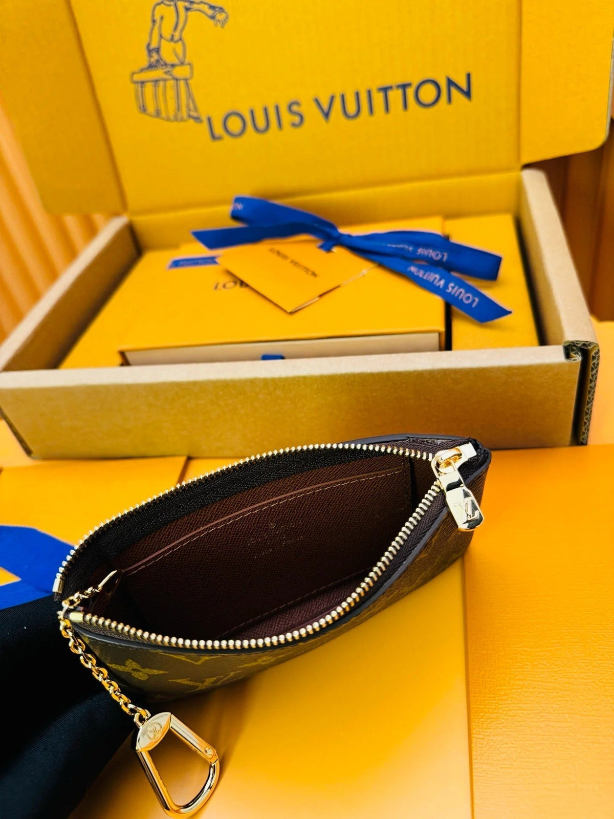 LV 2025 Key Pouch S Brown Cowhide Canvas