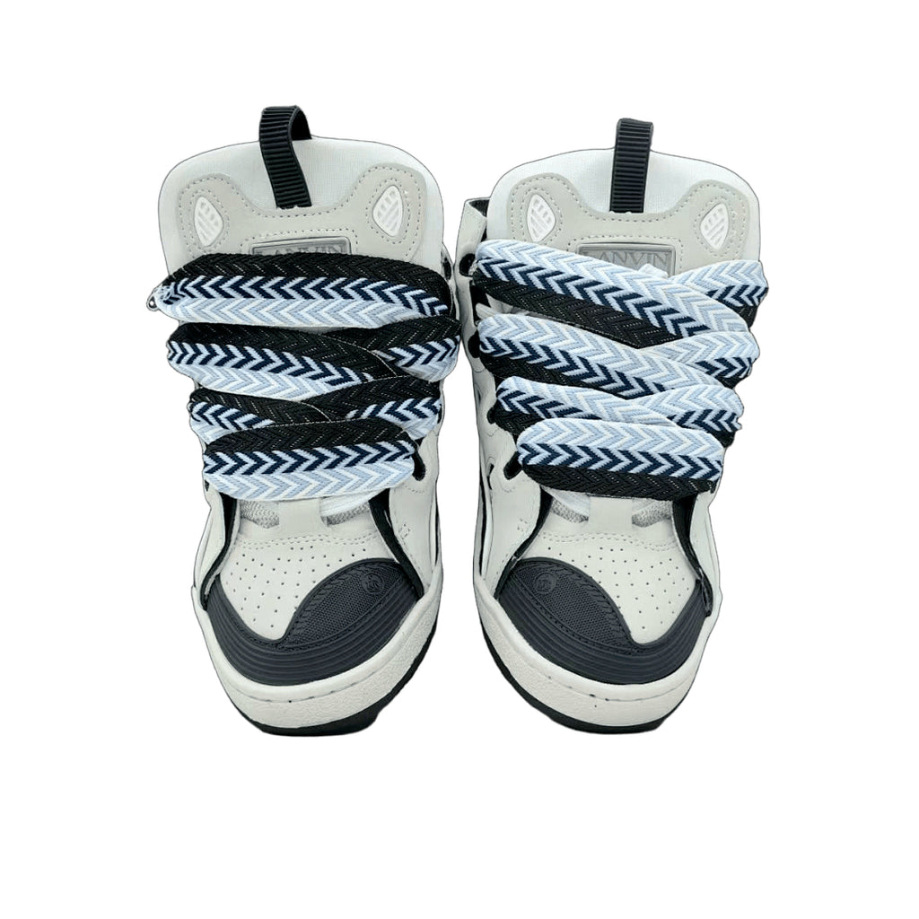 Lanvin Curb Sneakers 'White/Black' - Light Blue Chevron Laces