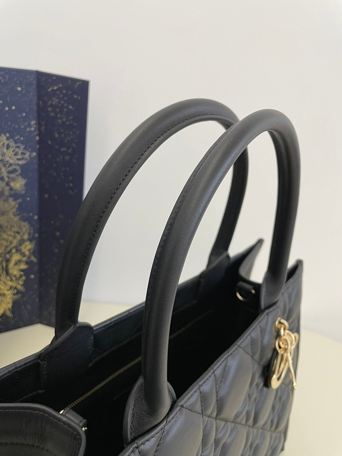 medium book tote 36 black lambskin gold hardware