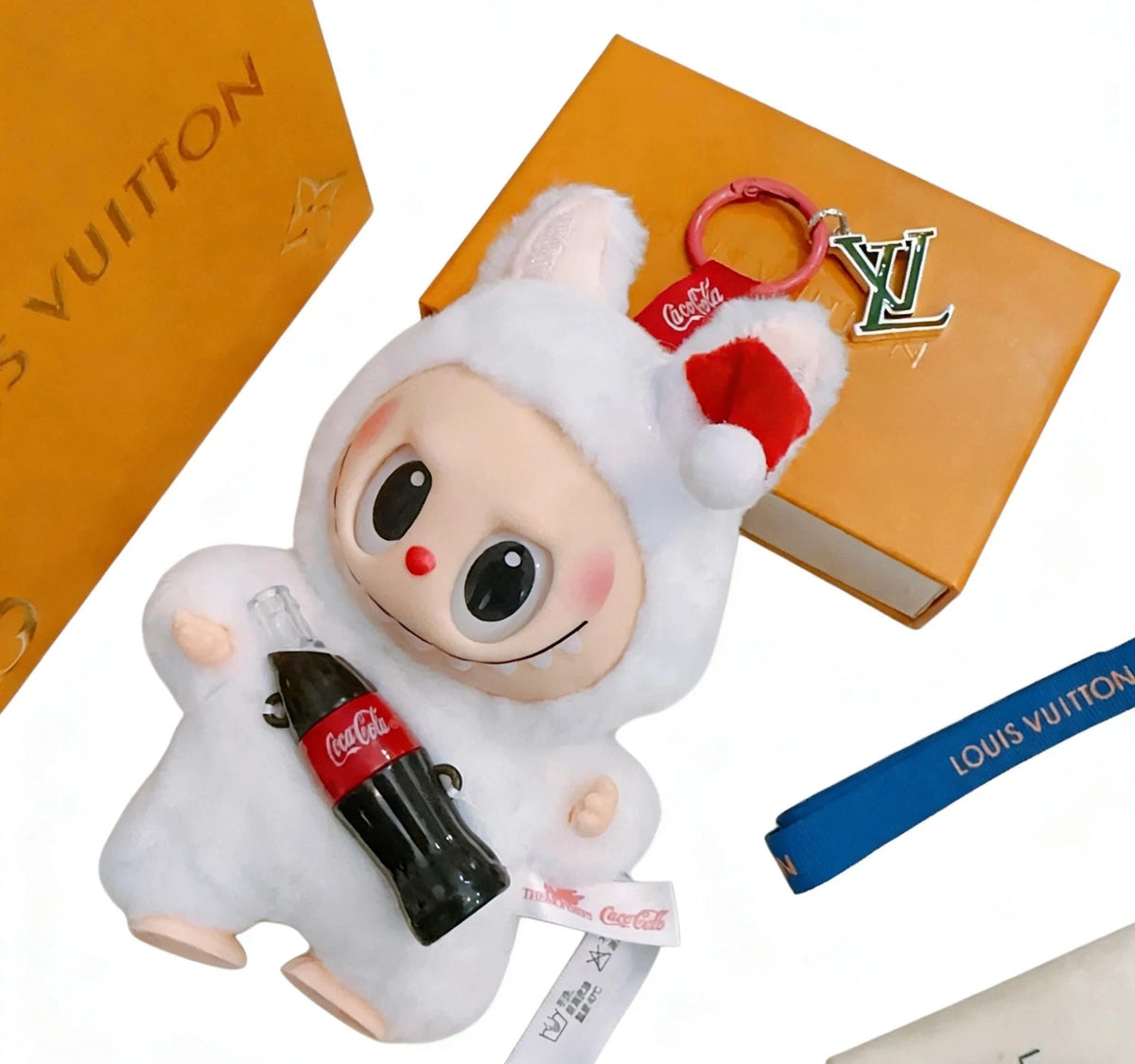 LV Labubu with Coca-Cola White Wool Charm