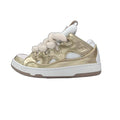 Lanvin Curb Sneakers 'Metallic Gold' - White Mesh Rope Laces