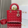 medium lady 24 red calfskin gold hardware