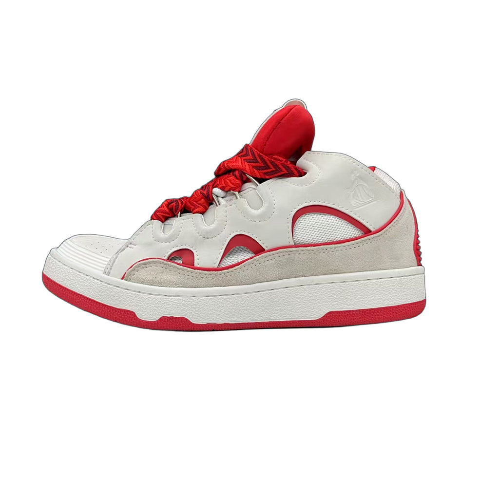 Lanvin Curb Sneakers 'White Red' - Red Black Chevron Laces
