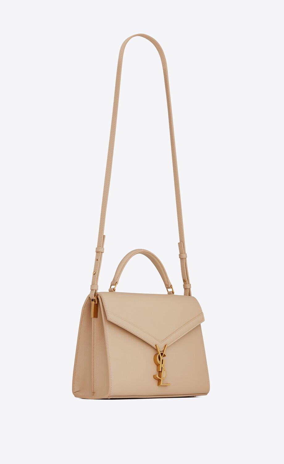 Y Cassandra Medium Top Handle in Grain de Poudre Embossed Leather