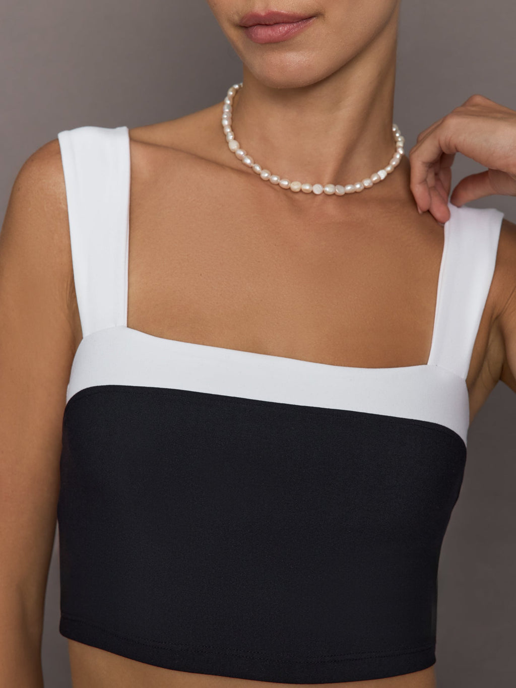 Square Neck Contrast Bra in Melt - Black/White