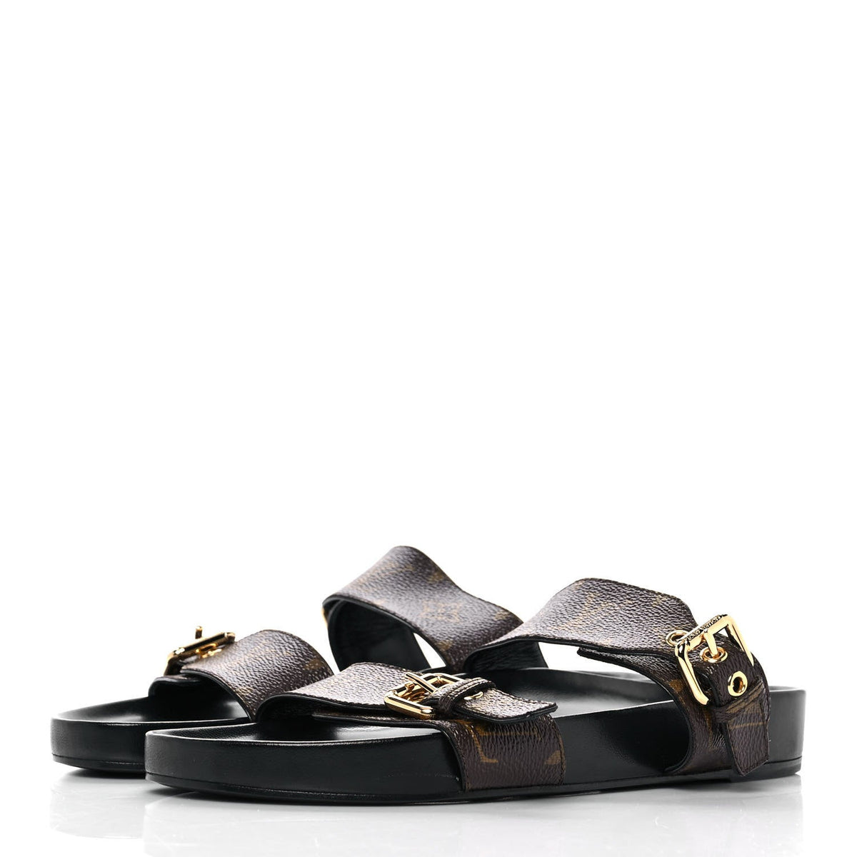 Louis Vuitton Bom Dia Flat Mule in Black Patent Monogram