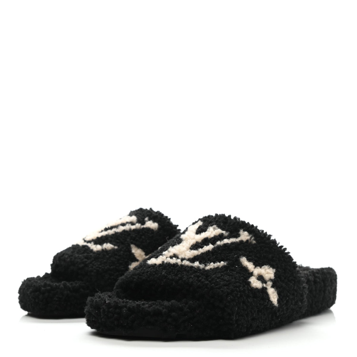 Louis Vuitton Shearling Bom Dia Flat Mule in Black
