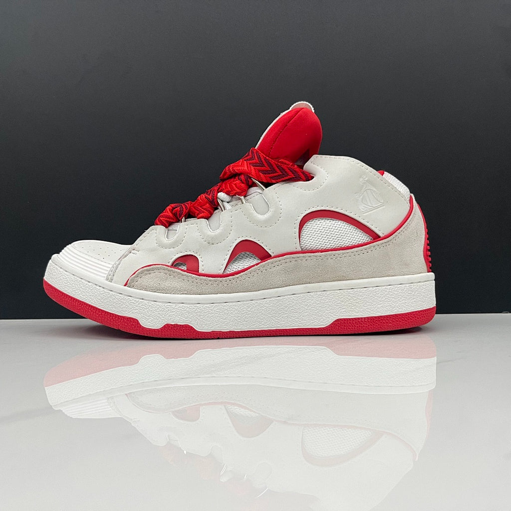 Lanvin Curb Sneakers 'White Red' - Red Black Chevron Laces