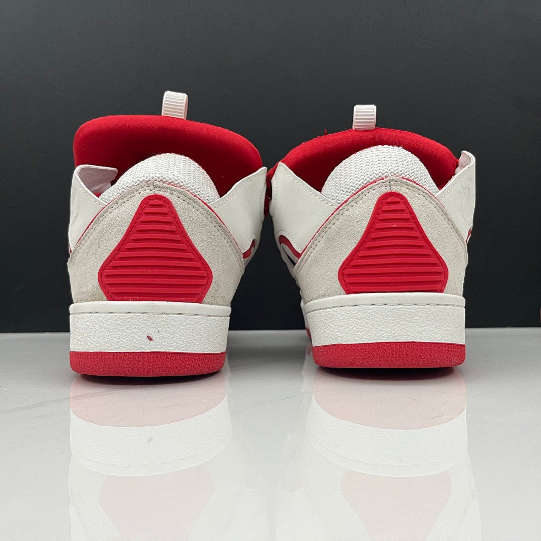 Lanvin Curb Sneakers 'White Red' - Red Black Chevron Laces