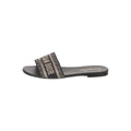 CHRISTIAN DIOR CANVAS EMBROIDERED DWAY MULE SLIDE SANDAL BLACK & NAVY